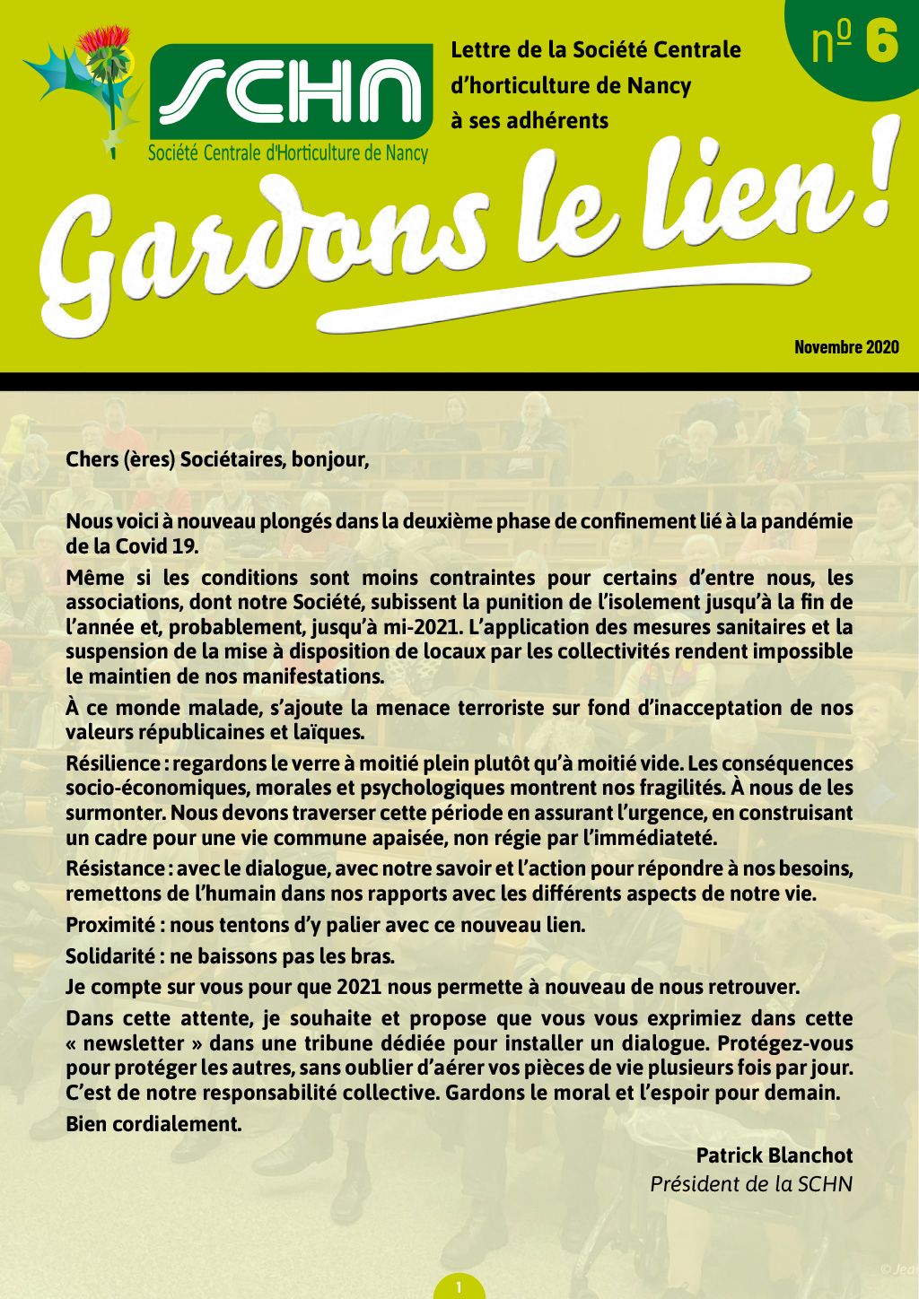 SCHN - Gardons le lien, la Lettre aux adhérents - n° 06